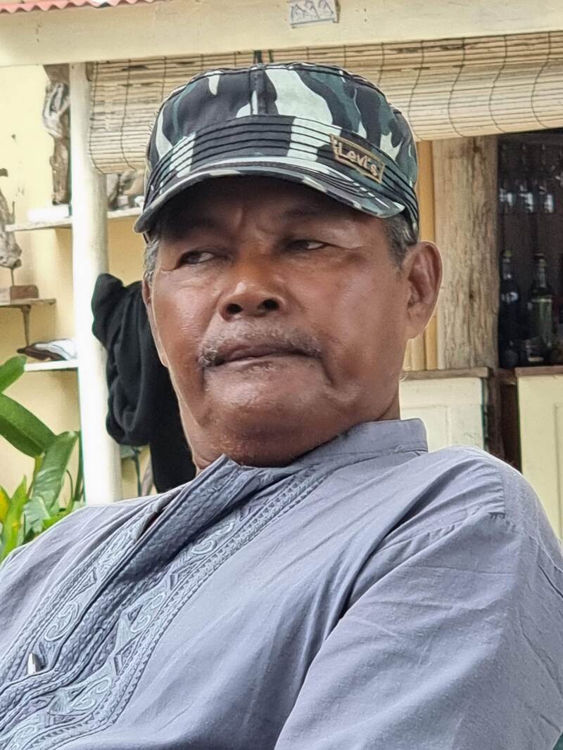 Portrait of a man in a camouflage cap